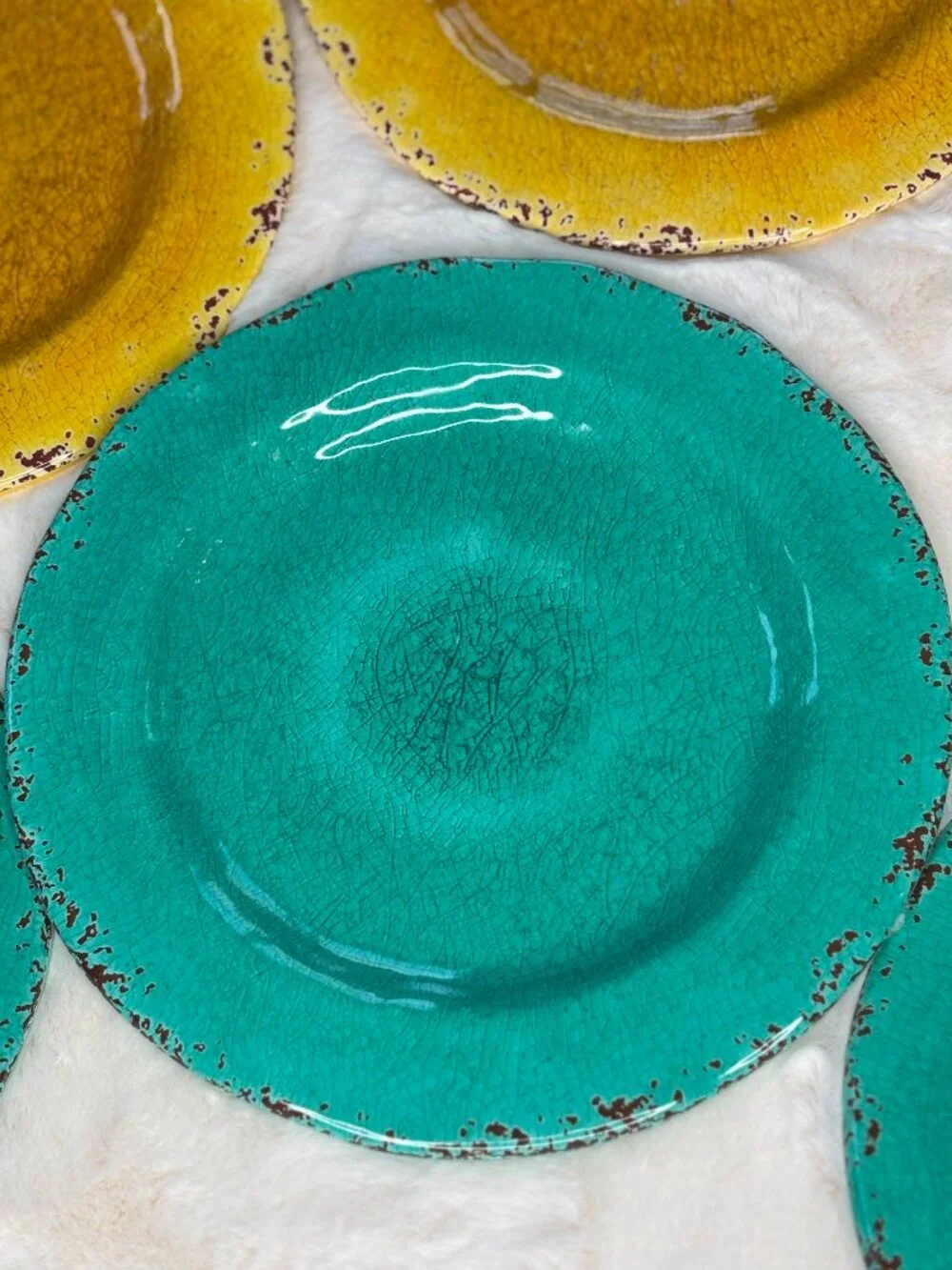 Pier 1 Imports Carmelo 6 Melamine Crackle Glaze Distressed Luncheon Plates-NWT
